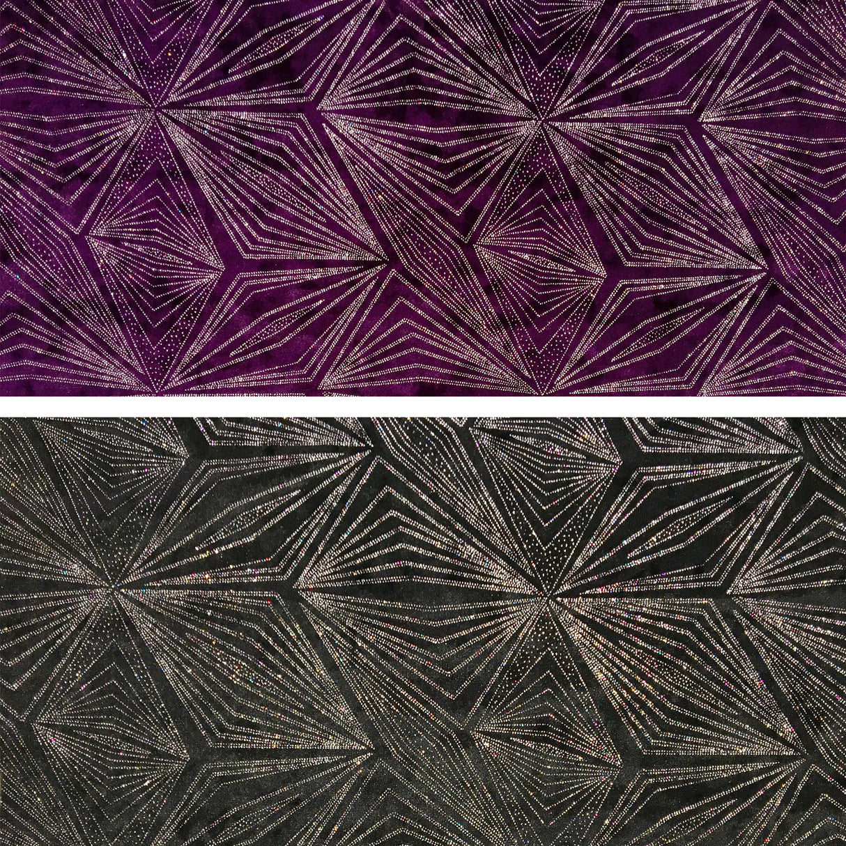 Stretch Velvet Fabric - Diagonal Glittery Design, Plum And Black, 58/60" Width