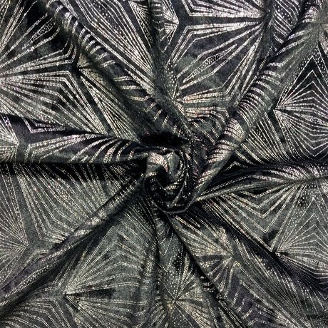 Stretch Velvet Fabric - Diagonal Glittery Design, Plum And Black, 58/60" Width