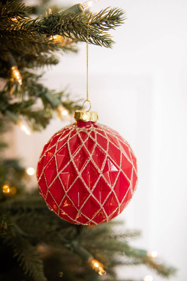 4” Ball Glass Ornament - Set of 4