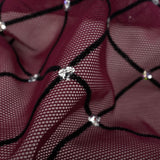 Diamonds Flocked Stretch Mesh Nylon Spandex Fabric - Black, Red, White, Skin, Burgundy, Kelly, Navy Diamond Flocked Mesh, 58/60" Cut Width, 54" Usable Width (1 Yard)