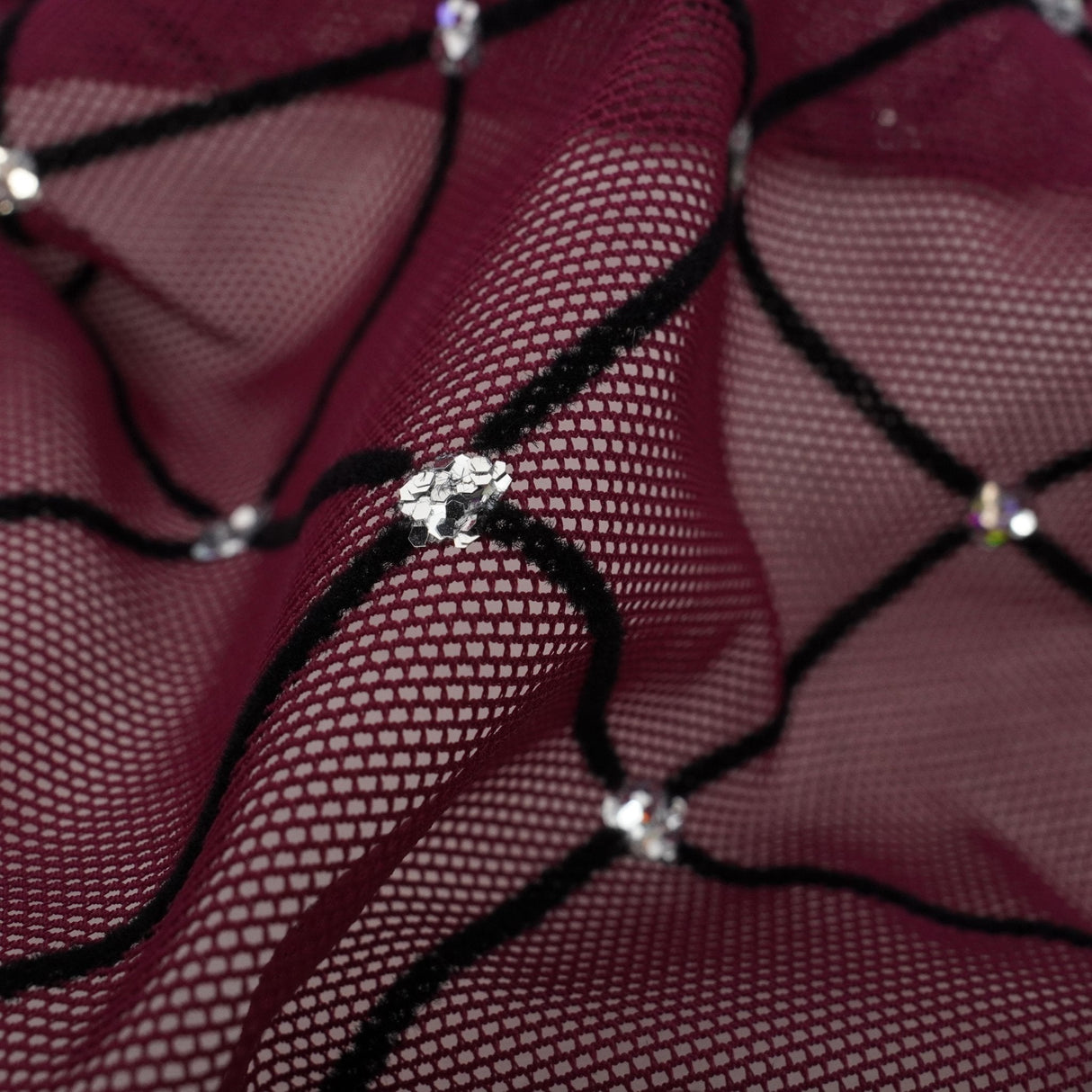 Diamonds Flocked Stretch Mesh