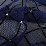 Diamonds Flocked Stretch Mesh Nylon Spandex Fabric - Black, Red, White, Skin, Burgundy, Kelly, Navy Diamond Flocked Mesh, 58/60" Cut Width, 54" Usable Width (1 Yard)