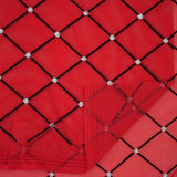 Diamonds Flocked Stretch Mesh Nylon Spandex Fabric - Black, Red, White, Skin, Burgundy, Kelly, Navy Diamond Flocked Mesh, 58/60" Cut Width, 54" Usable Width (1 Yard)