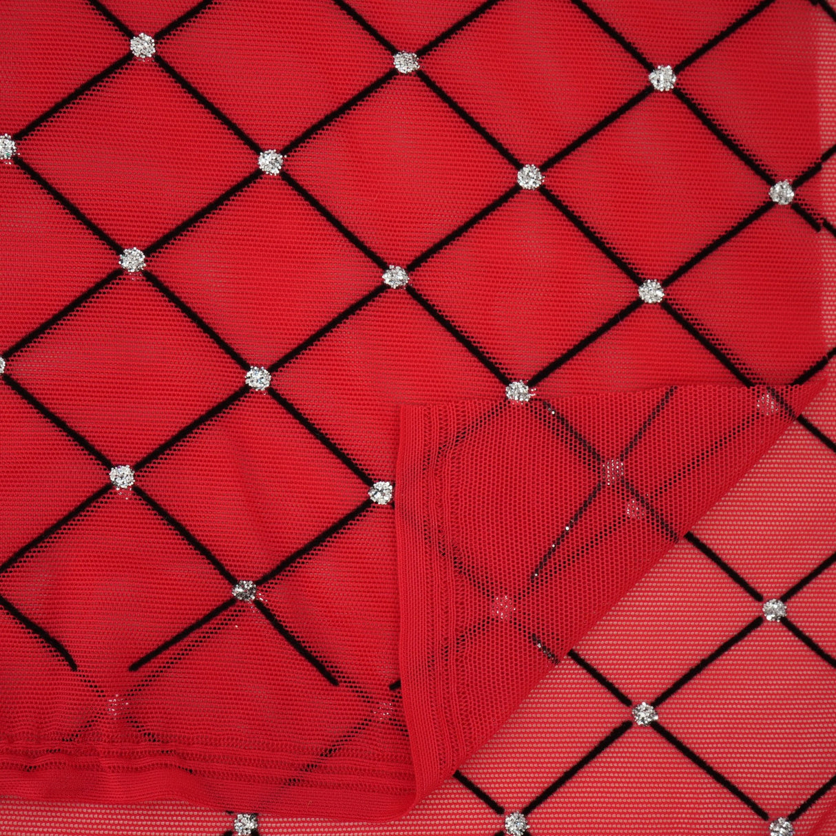 Diamonds Flocked Stretch Mesh