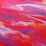 Digital Glitch Poly Spandex Fabric - Fuchsia, Turquoise, Abstract Marble Digital Print, 58-60" Width (1 Yard)