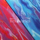 Digital Glitch Poly Spandex Fabric - Fuchsia, Turquoise, Abstract Marble Digital Print, 58-60" Width (1 Yard)