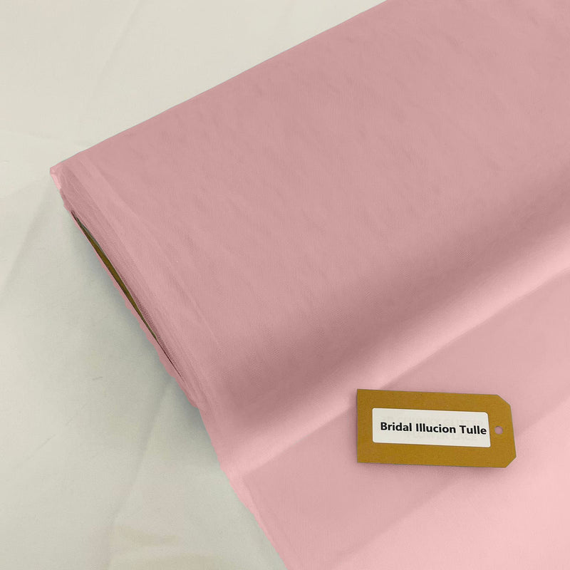 Dirty Pink Bridal Illusion Polyester Tulle Fabric - Dirty Pink, Sheer, 108" Width (1 Roll)