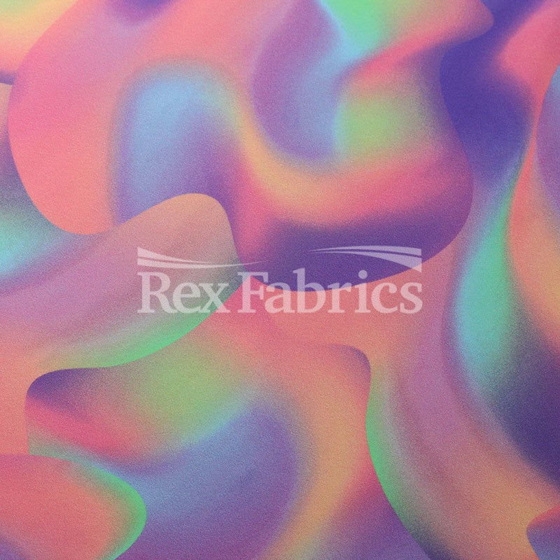 Disco Camo Nylon Spandex Fabric - Cool Combo Green, Warm Combo Pink, Watercolor Camo Print, 58/60" Width (1 Yard)