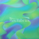 Disco Camo Nylon Spandex Fabric - Cool Combo Green, Warm Combo Pink, Watercolor Camo Print, 58/60" Width (1 Yard)
