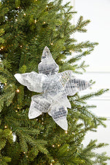 Mirrored Poinsettia Stem 24 Inch Shiny Christmas Flower Decor