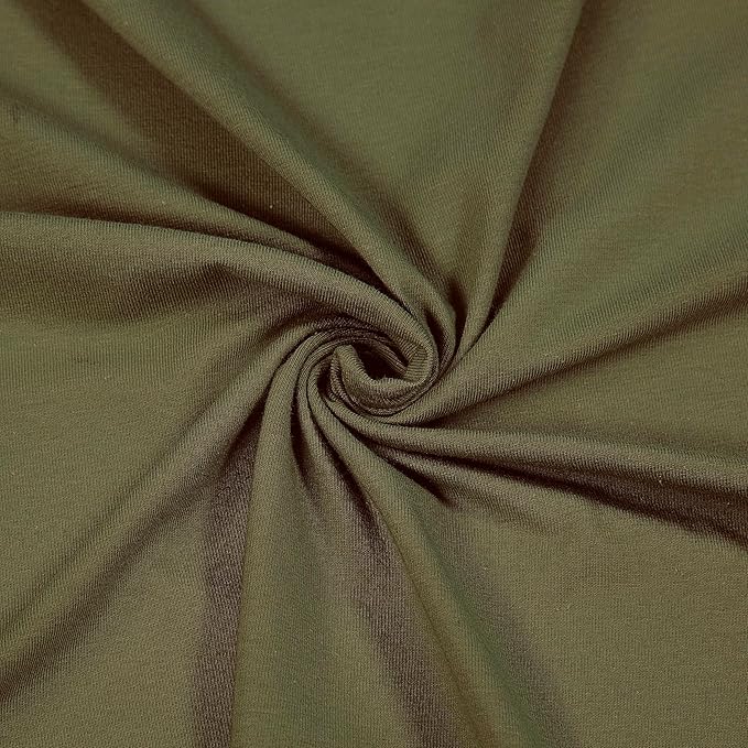 Cotton Spandex Jersey Knit Fabric Olive 4-Way Stretch