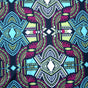 Nylon Lycra Swim Knit Dark Magenta Seafoam Chartreuse Aztec on Charcoal Black