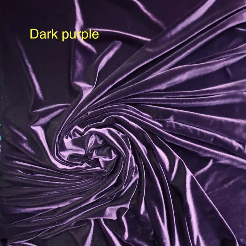 Dark Purple Stretch Velvet Fabric - Dark Purple, 58"-60" Width