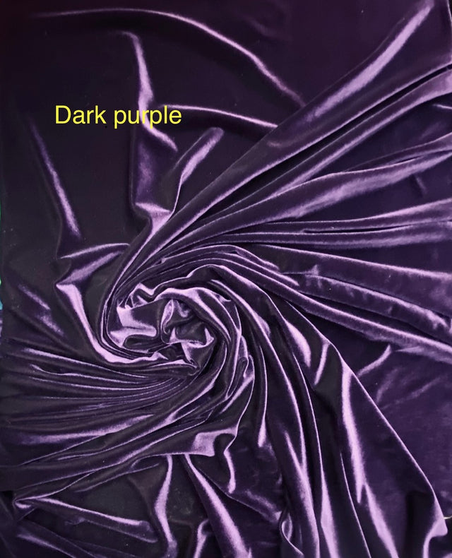 Dark Purple Stretch Velvet Fabric - Dark Purple, 58"-60" Width