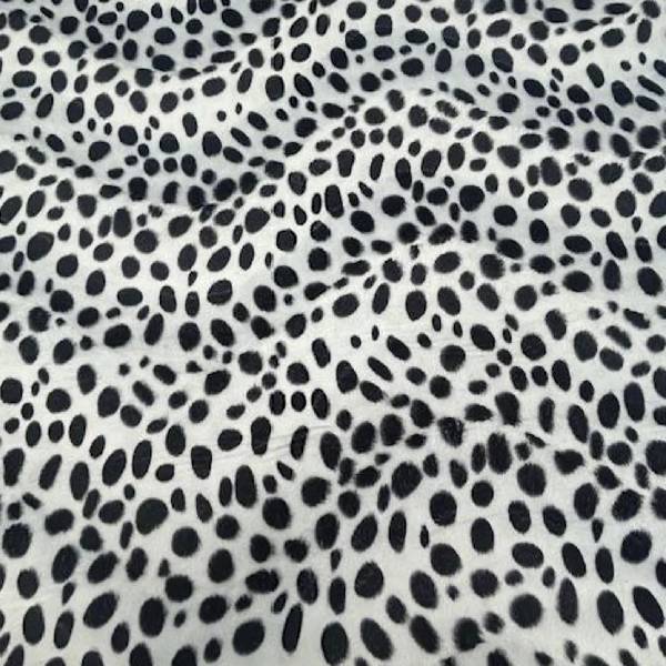 Dalmatian Dog Spotted Velboa Faux Fur Fabric - Black And White Dalmatian Spots, 58/60" Width
