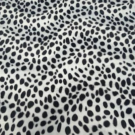 Dalmatian Dog Spotted Velboa Faux Fur Fabric - Black And White Dalmatian Spots, 58/60" Width