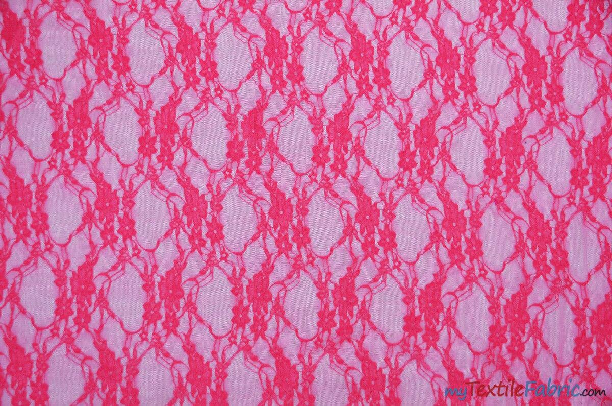Giselle Floral Lace Polyester Spandex Fabric - Sheer Vintage Stretch Lace, 58/60" Width, Multiple Colors (1 Yard)