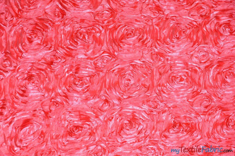 Rosette Satin Polyester Fabric - 3D Satin Floral Embroidery, 52/54" Width (Yards, Bolts, Sample Swatch)