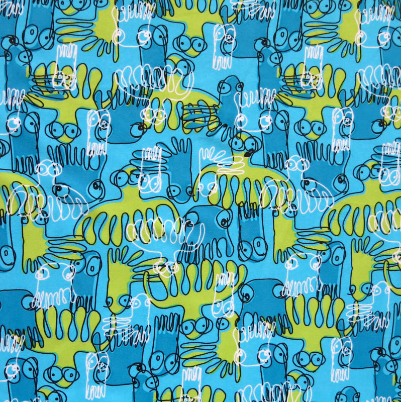 Microfiber Boardshort Fabric Doodle Octopus