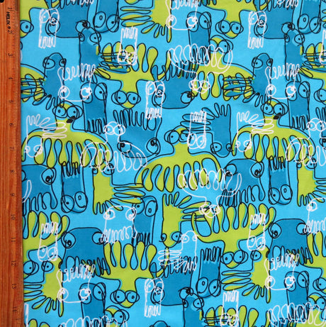 Microfiber Boardshort Fabric Doodle Octopus