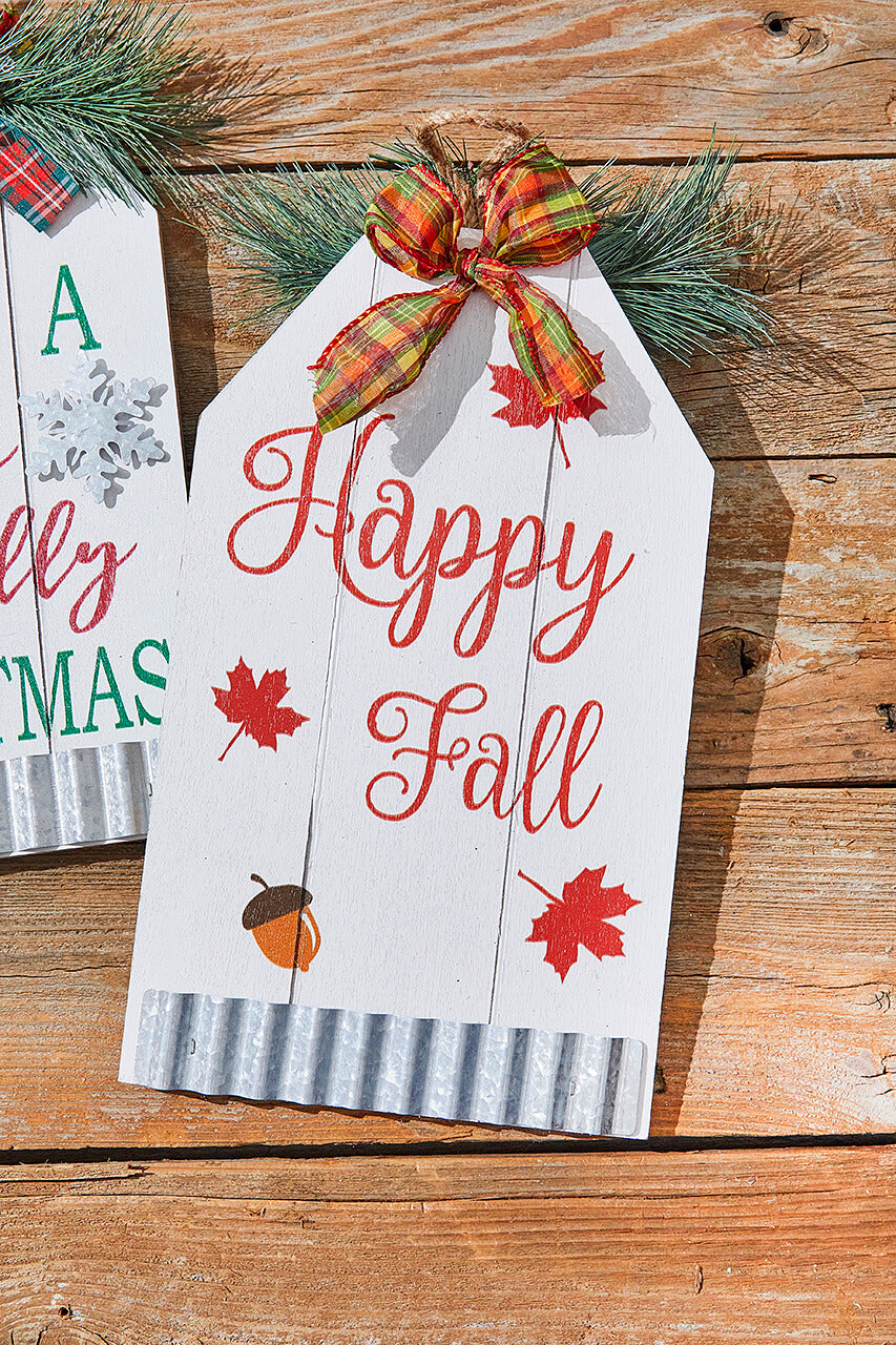 13.7” Double-Sided Christmas/Fall Wall Decor