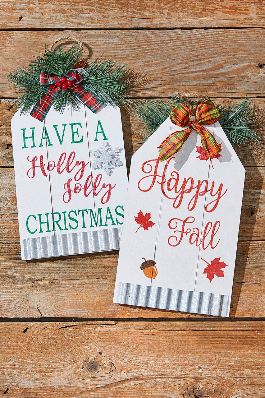 13.7” Double-Sided Christmas/Fall Wall Decor
