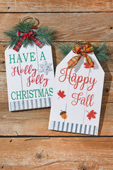 13.7” Double-Sided Christmas/Fall Wall Decor