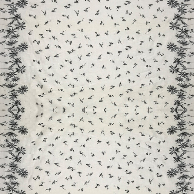Linen Double Border Floral Print Fabric