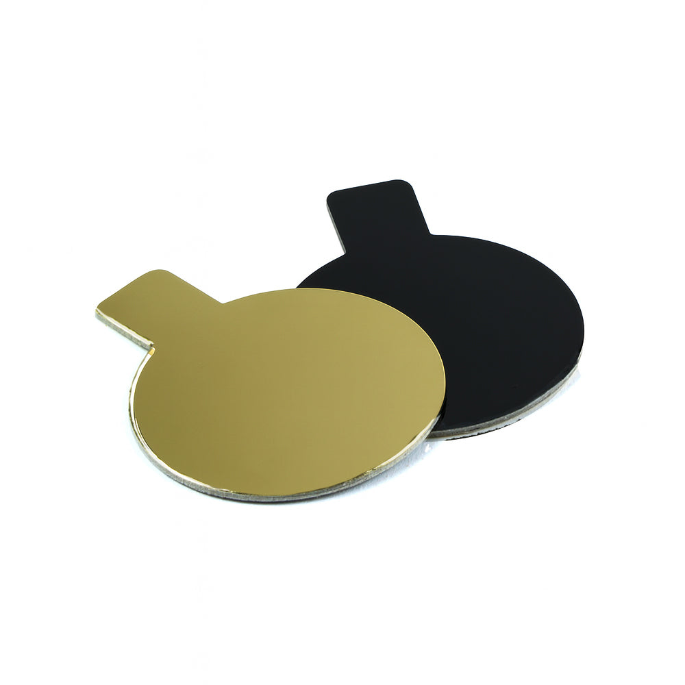 Double Sided Gold & Black Round Mono Board with Tab, 2.75" - Pack of 200