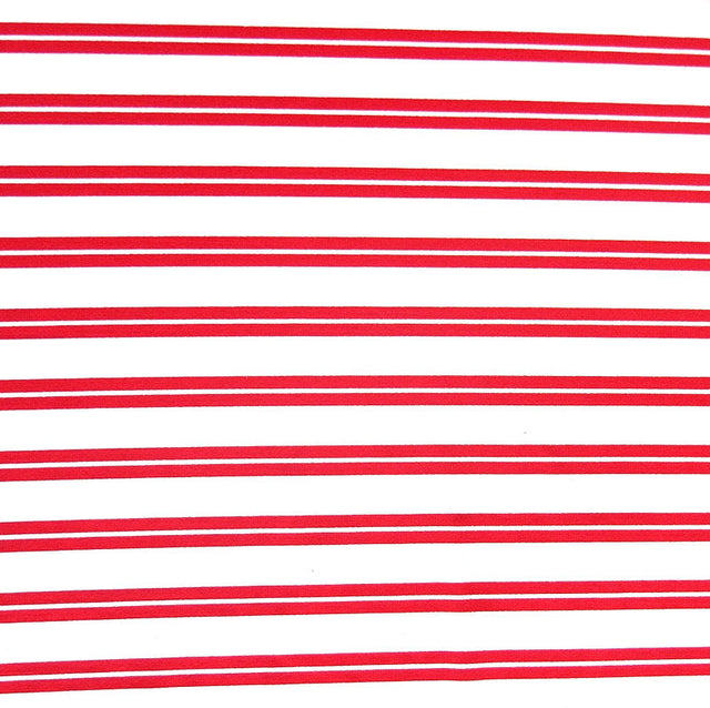 Swim Knit Nylon Spandex Double Red and White Stripe By The Yard