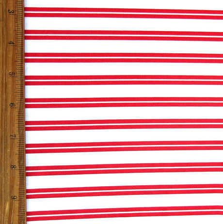 Swim Knit Nylon Spandex Double Red and White Stripe By The Yard