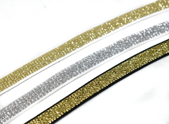 Metallic Elastic Trim 3/8" Gold Silver