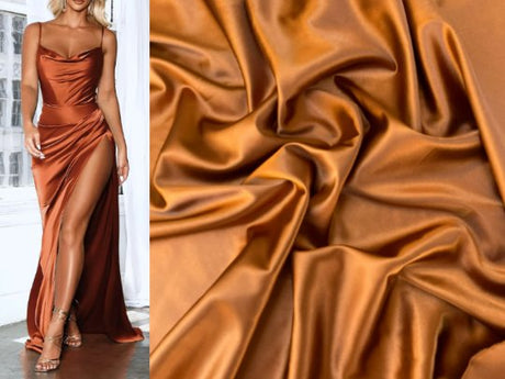 Rust Stretch Silk Charmeuse