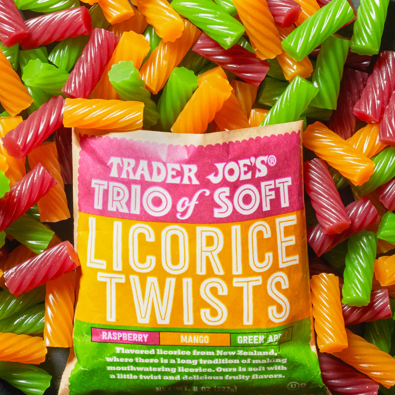 Trader Joes Soft Licorice Twists/Raspberry Mango Apple/ 8 Oz