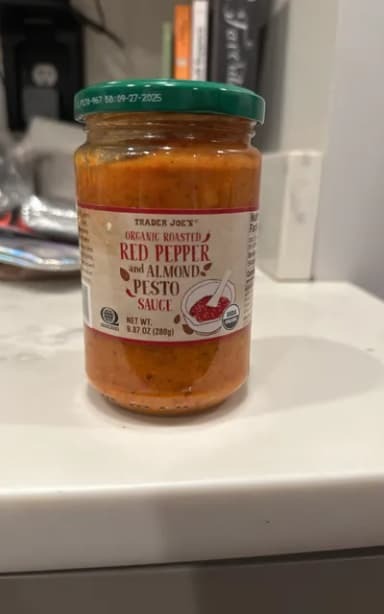 Organic Roasted Red Pepper & Almond Pesto – Rich & Savory Spread, 9.87 oz