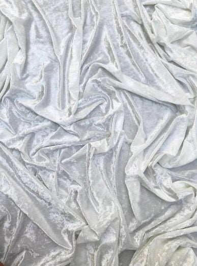 Stretch Crushed Velvet White