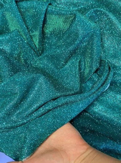 Teal Green Stretch Metallic Lurex