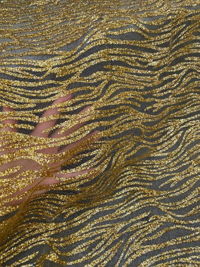 Gold Glitter Abstract Design Lace