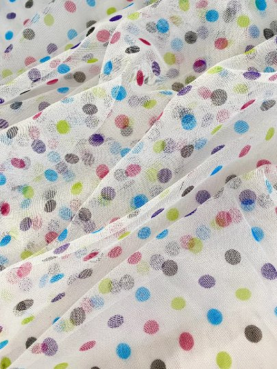 Printed Tulle Multicolor Polka Dot