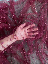 Pearl Tulle Burgundy