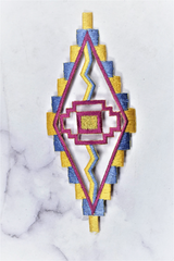 Embroidered Applique Diamond Shape Multi-Color 5.50 x 2.50