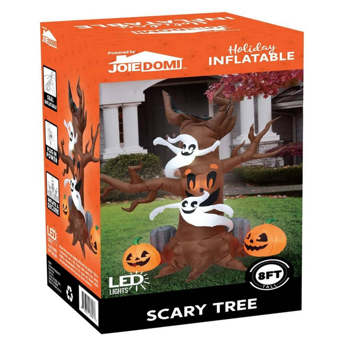 8 FT Halloween Inflatable Scary Tree with Ghosts Pumpkins and Tombstone