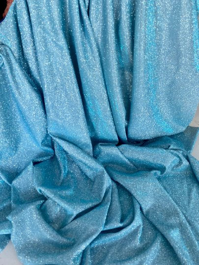 Baby Blue Stretch Metallic Lurex