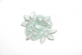 Embroidered Applique Mint Green Gold Floral Rhinestone 4x3