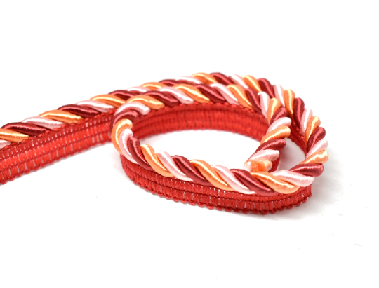 Cording on Tape Tricolor Pink Orange Burgundy 1"