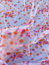 Polka Dot Tulle Pink Orange