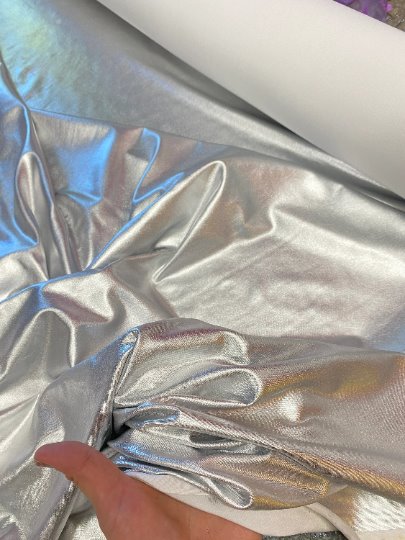 Shiny Silver Slinky Foiled Jersey