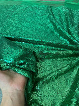 Stretch Sequin on Mesh Green
