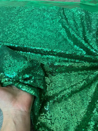 Stretch Sequin on Mesh Green