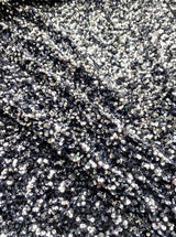 Stretch Sequin on Velvet Silver/Black